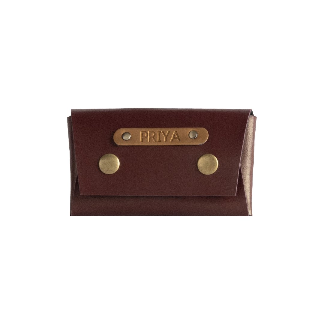 Order Personalized Vegan Leather Visiting Card Holder in Wine